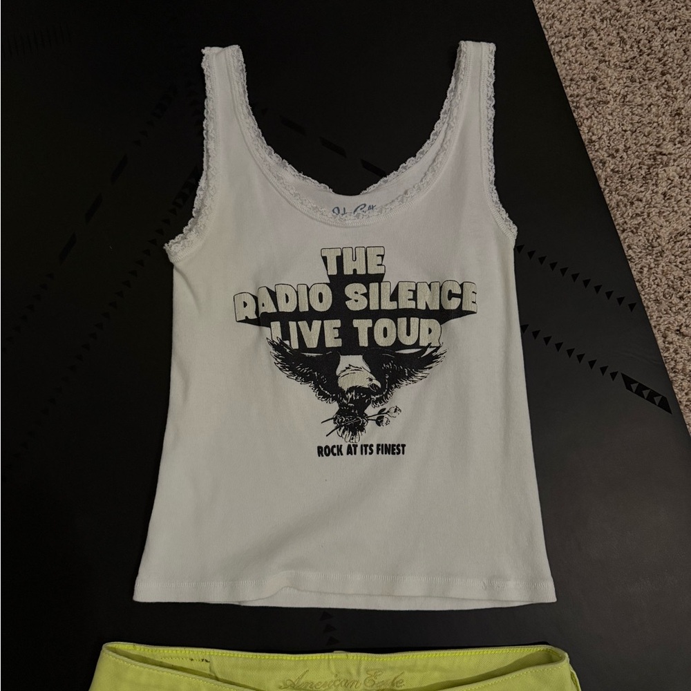 Brandy Melville White Graphic Tank